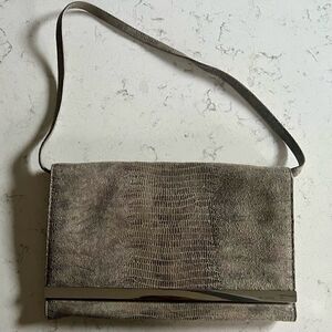 Michael Kors gray snakeskin print leather oversized clutch/ shoulder bag